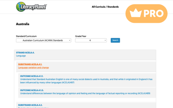 Curriculum-aligned feature overview in educational software