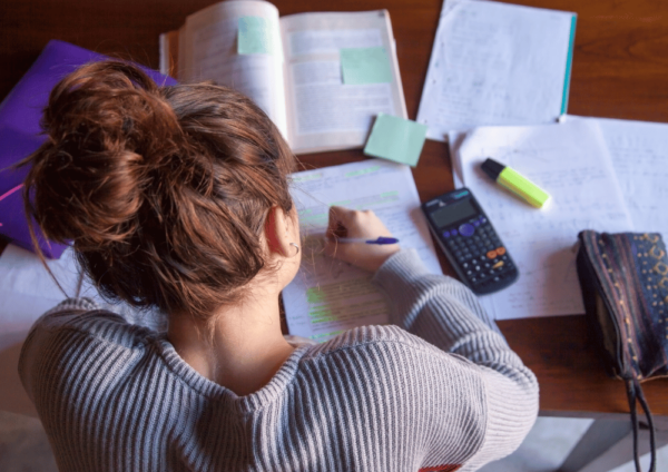 Girl doing her homework.