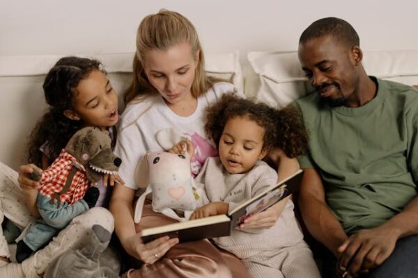 Family reading together